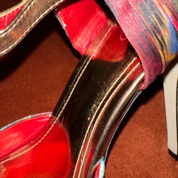 ALDO Heels Womens Size 7.5 Green Red Platform Strappy Stiletto Colorful - Picture 2 of 8